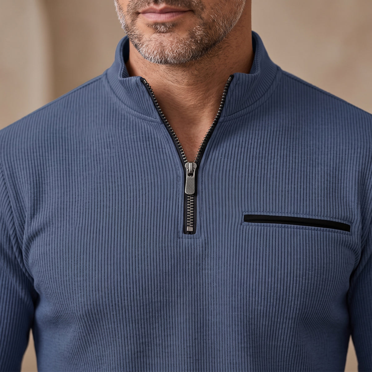 Gusteous – Langarm-Poloshirt mit Zip-Kragen