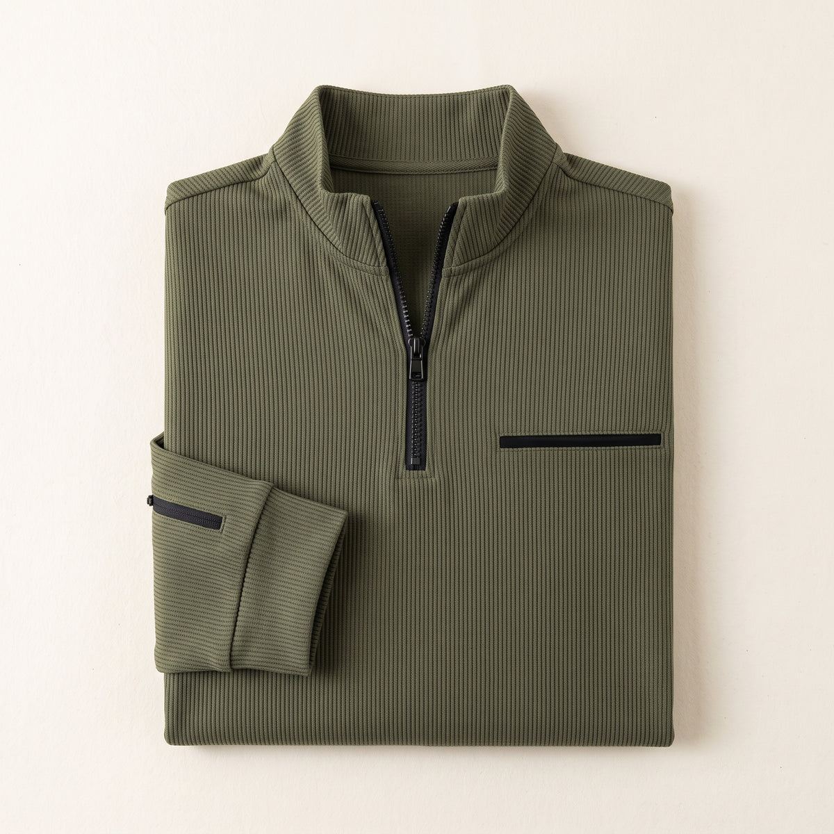 Gusteous – Langarm-Poloshirt mit Zip-Kragen