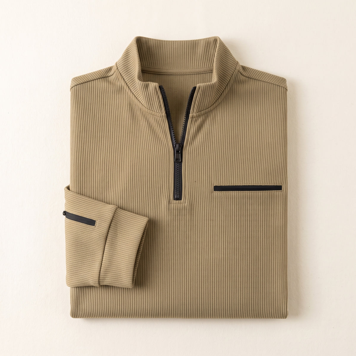 Gusteous – Langarm-Poloshirt mit Zip-Kragen