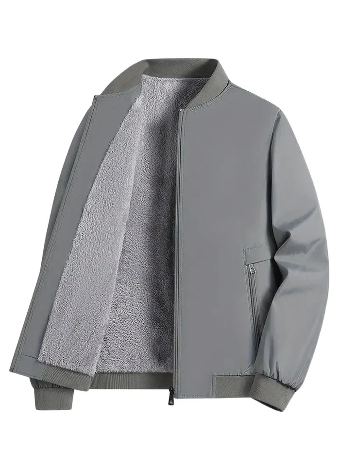 Graue Herren Fleecejacke mit Reißverschluss und weichem Innenfutter, modern geschnitten