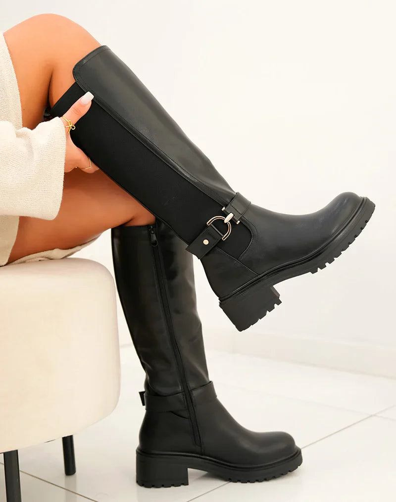 Schwarz Stiefel mit Stretch