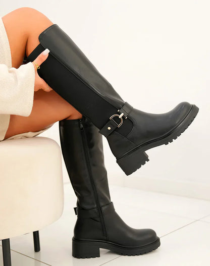 Schwarz Stiefel mit Stretch