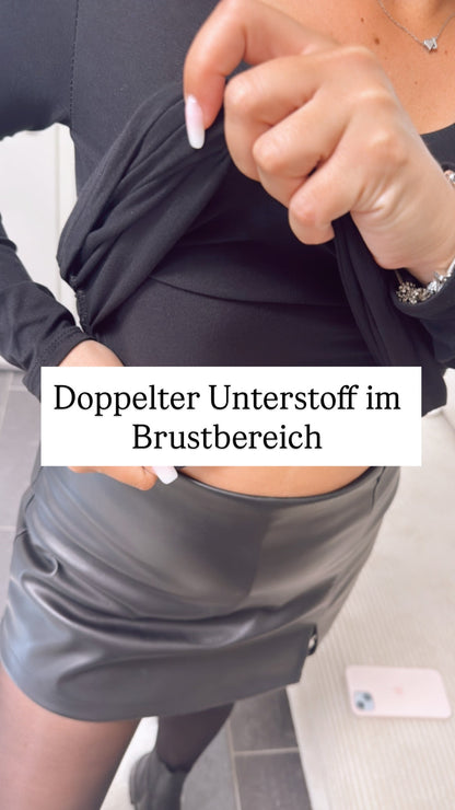 Basic Langarm-Oberteil aus Viskose – Schwarz