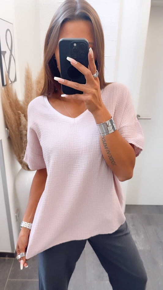 Musselin T-Shirt im weiten Schnitt in Zart Rosa – Lässige Eleganz | MUSSELIN LIEBE
