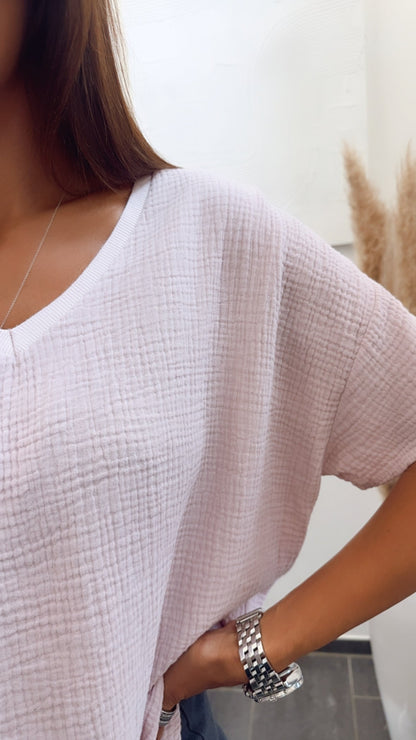 Musselin T-Shirt im weiten Schnitt in Zart Rosa – Lässige Eleganz | MUSSELIN LIEBE