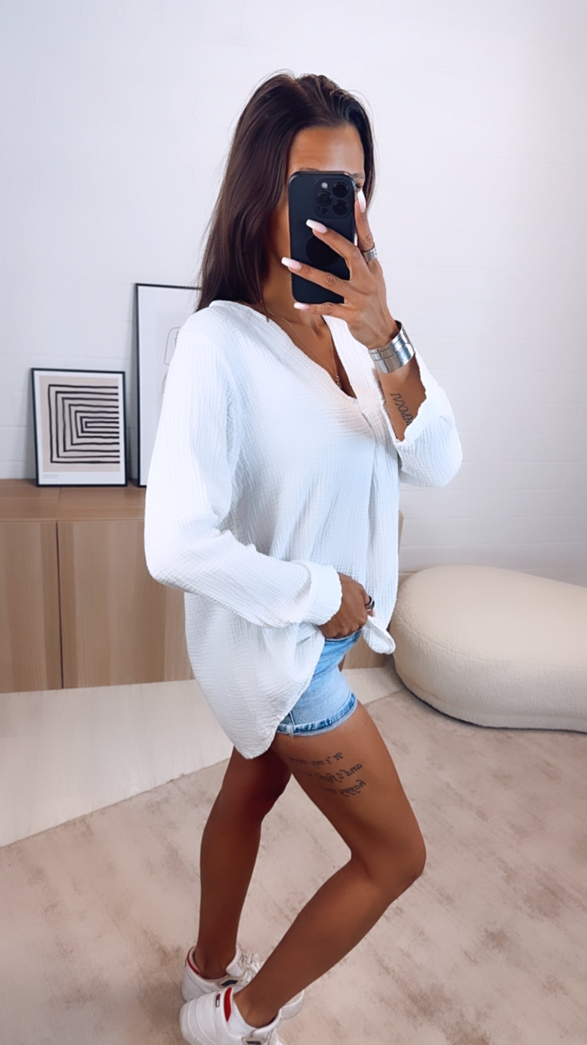 Musselin Bluse ohne Knöpfe in Weiss – Puristische Eleganz | MUSSELIN LIEBE