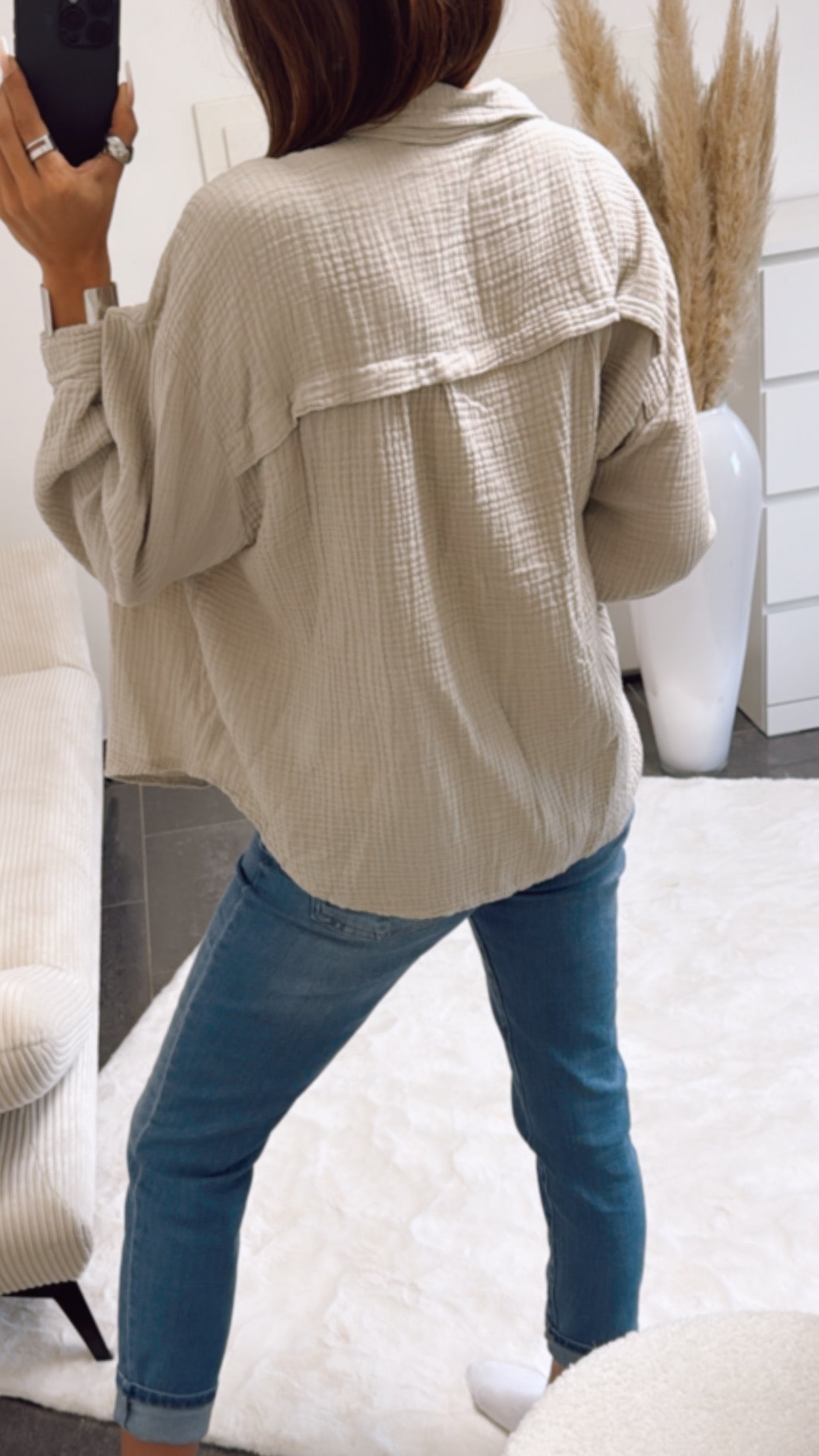 Kurze Oversize Musselin Bluse in Beige – Natürliche Leichtigkeit | MUSSELIN LIEBE