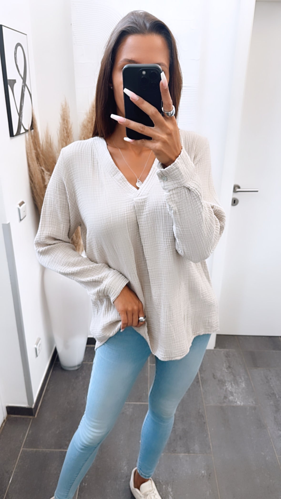 Musselin Bluse ohne Knöpfe in Beige – Natürliche Eleganz | MUSSELIN LIEBE