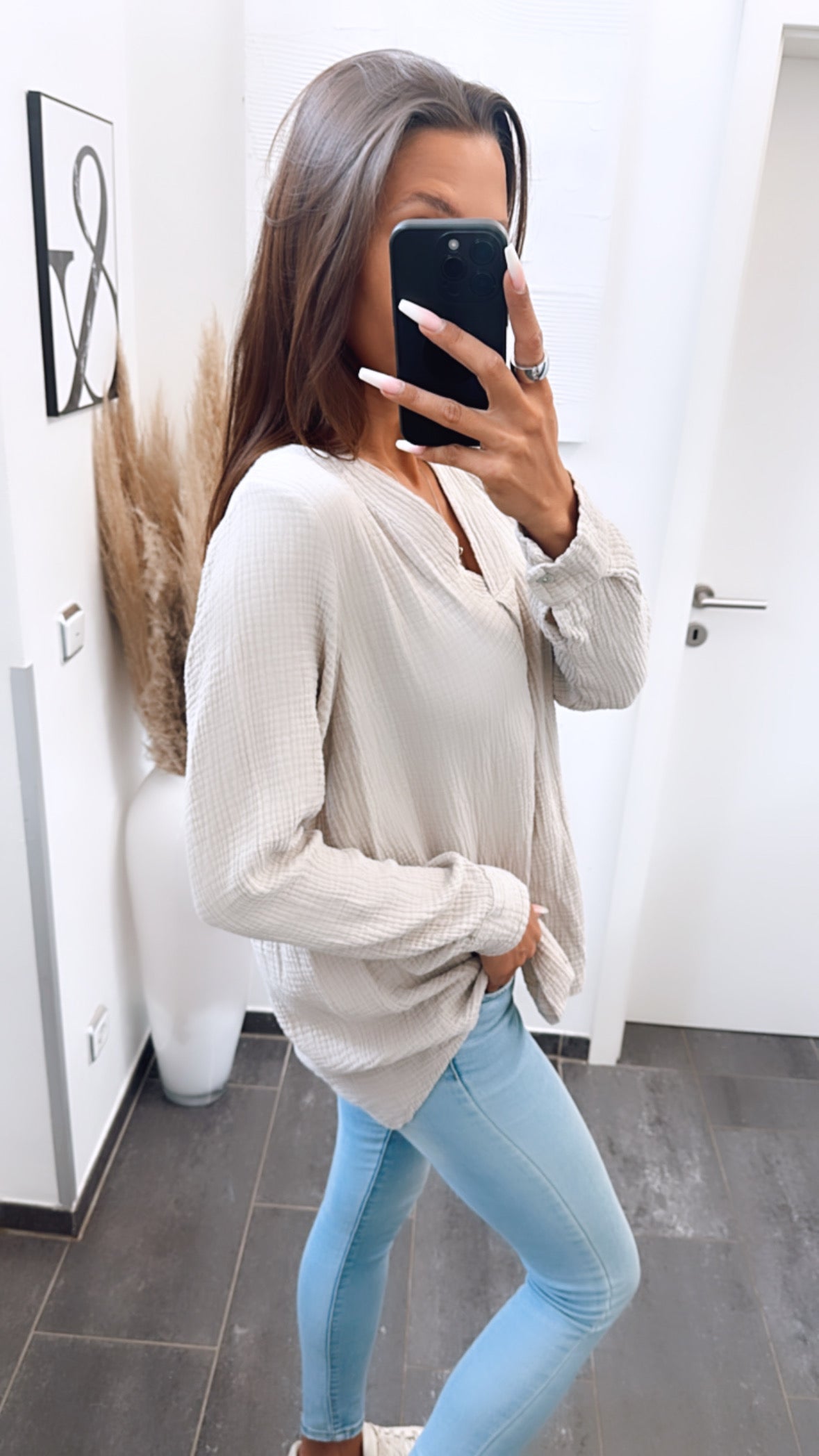 Musselin Bluse ohne Knöpfe in Beige – Natürliche Eleganz | MUSSELIN LIEBE