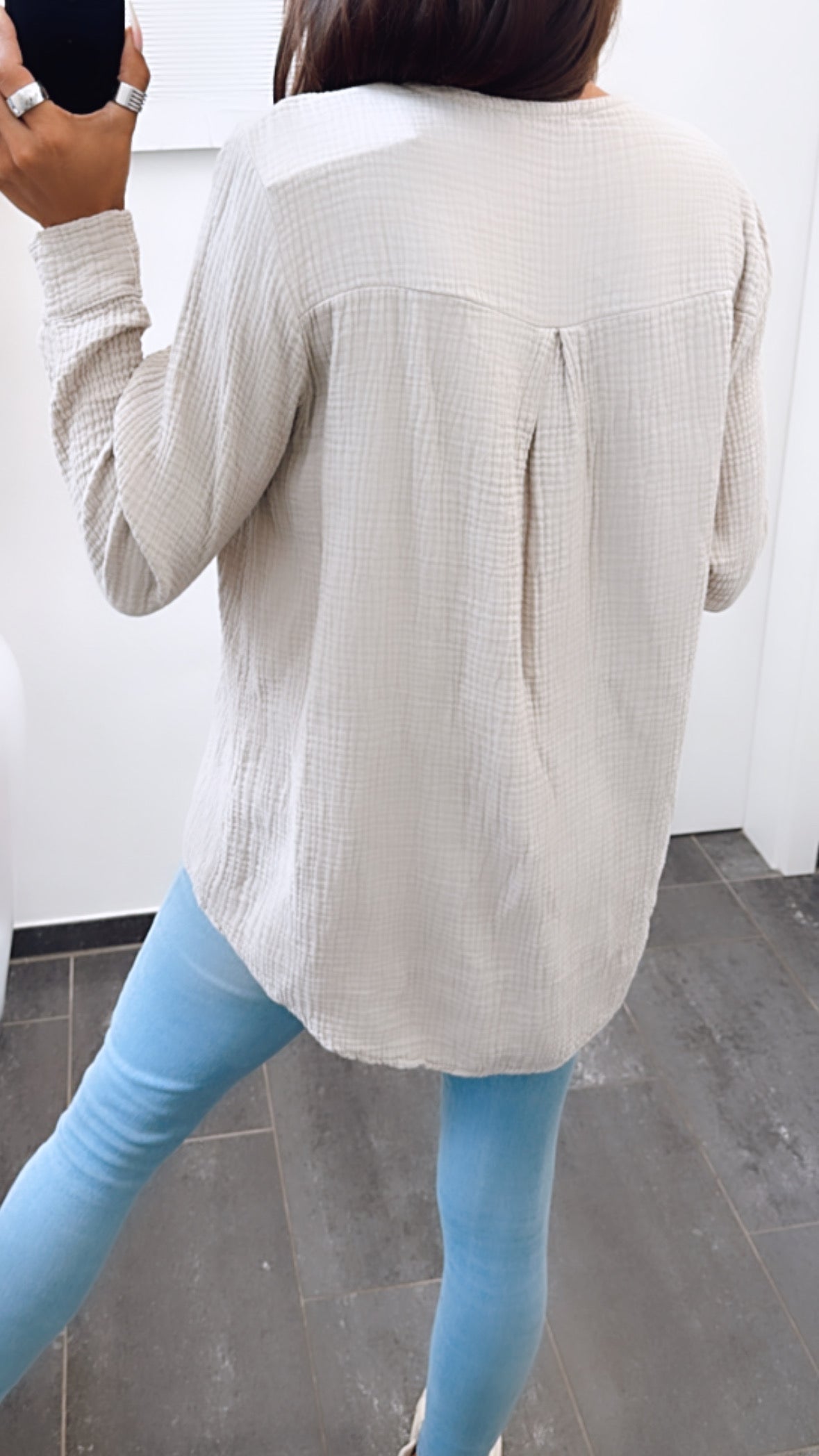 Musselin Bluse ohne Knöpfe in Beige – Natürliche Eleganz | MUSSELIN LIEBE