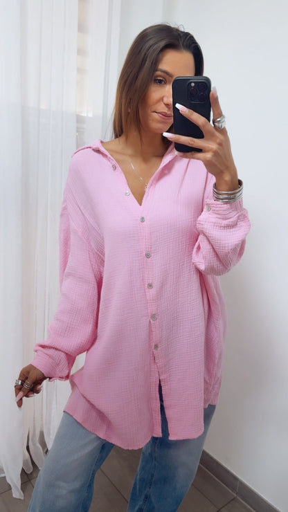Lange Oversize Musselin Bluse in Soft Pink – Luxuriöse Leichtigkeit | MUSSELIN LIEBE