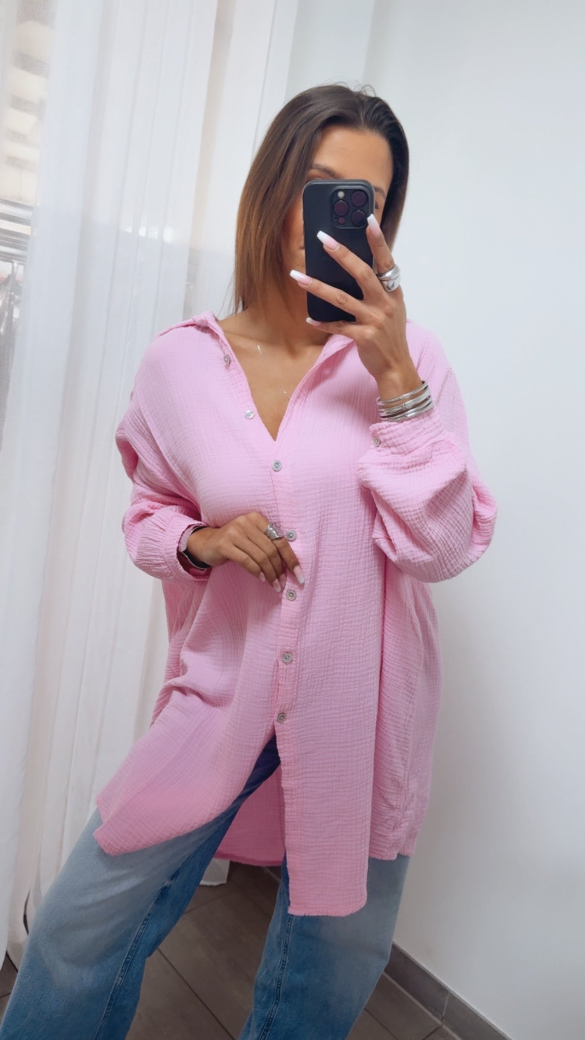 Lange Oversize Musselin Bluse in Soft Pink – Luxuriöse Leichtigkeit | MUSSELIN LIEBE