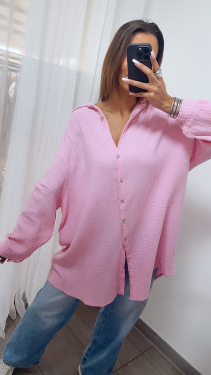 Lange Oversize Musselin Bluse in Soft Pink – Luxuriöse Leichtigkeit | MUSSELIN LIEBE