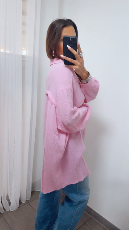 Lange Oversize Musselin Bluse in Soft Pink – Luxuriöse Leichtigkeit | MUSSELIN LIEBE