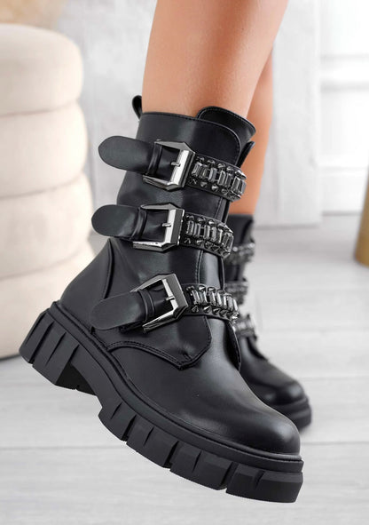 Schwarze Ankle Boots Suedine