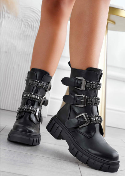 Schwarze Ankle Boots Suedine