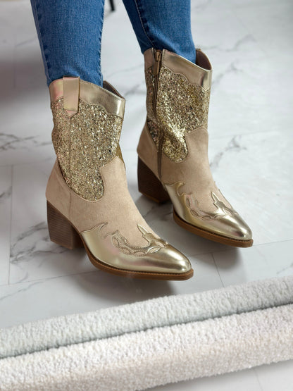 Goldene Glitzer Cowboy Boots
