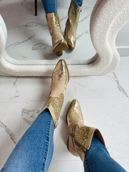 Goldene Glitzer Cowboy Boots