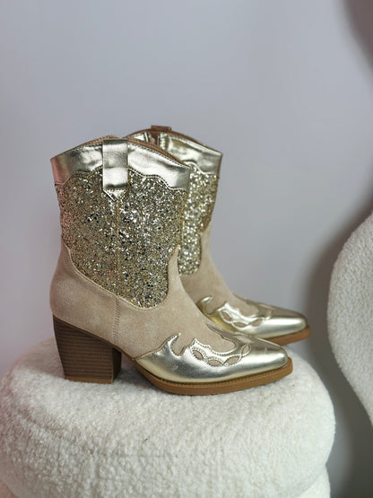 Goldene Glitzer Cowboy Boots
