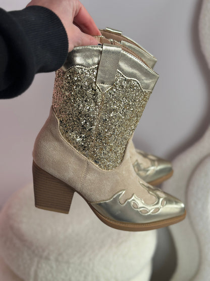 Goldene Glitzer Cowboy Boots