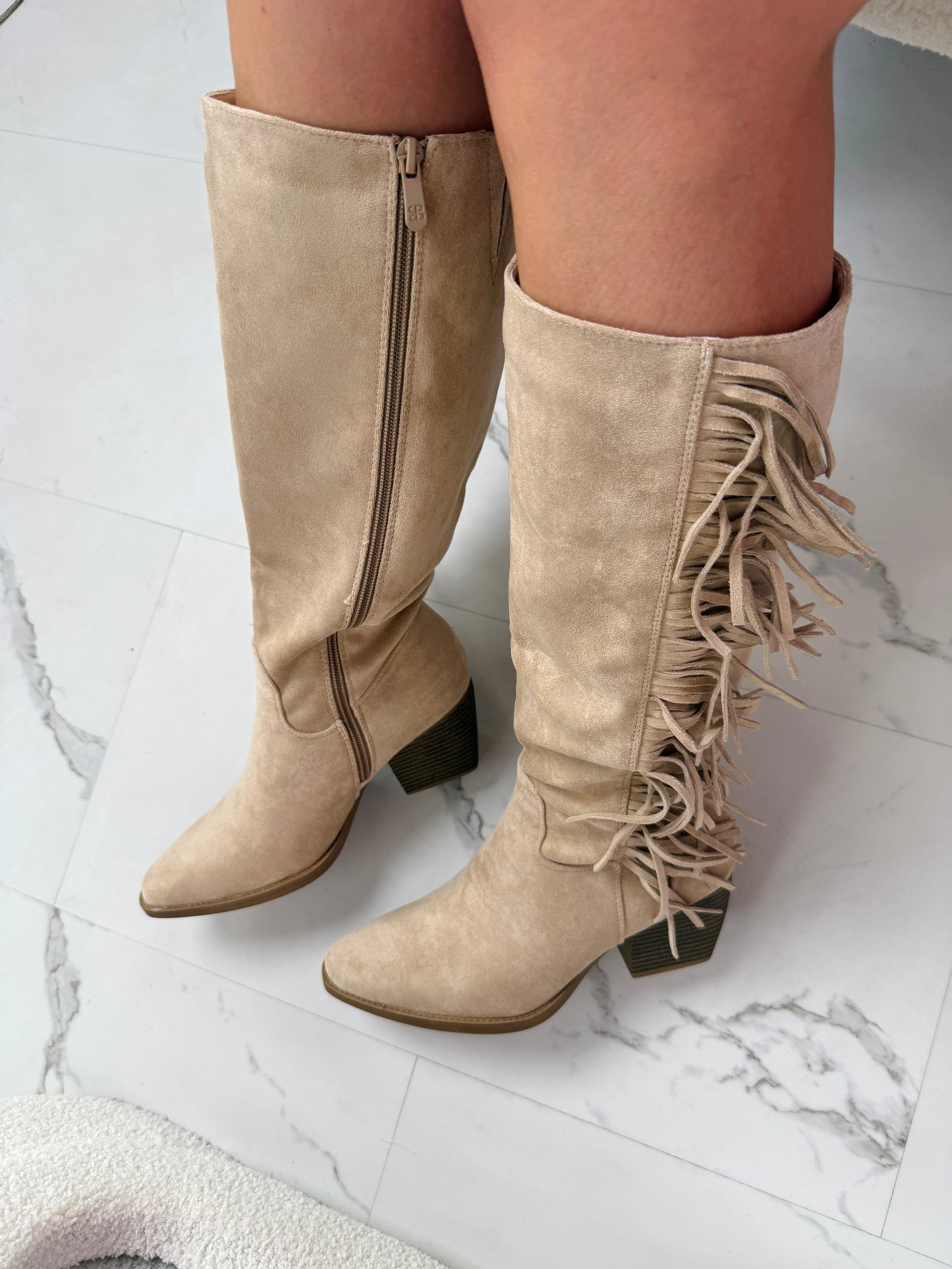 Viral Fringle Beige Stiefel
