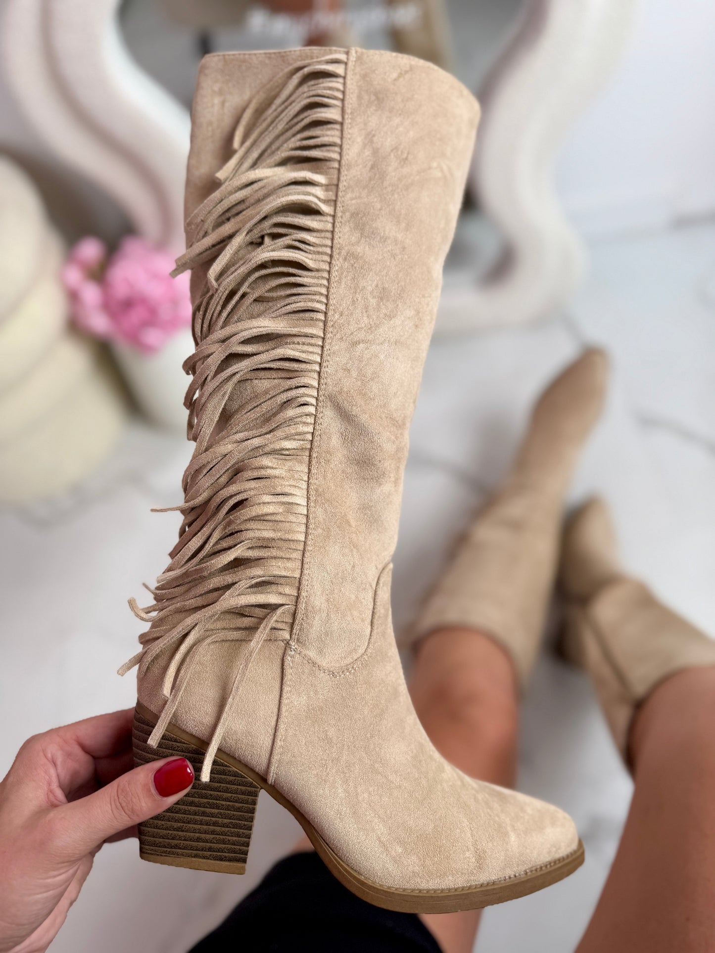 Viral Fringle Beige Stiefel
