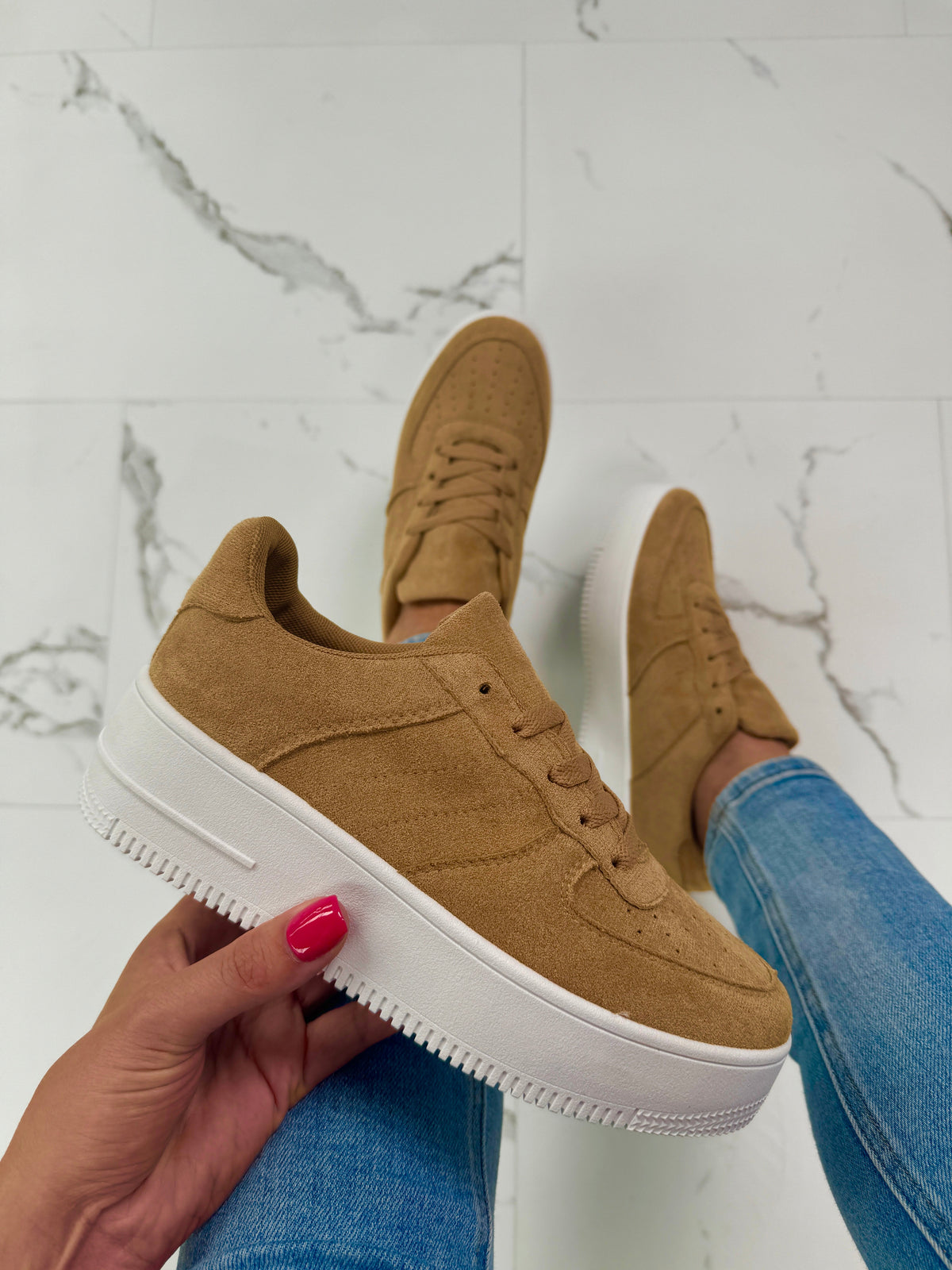 Platform Suedine Khaki Sneakers