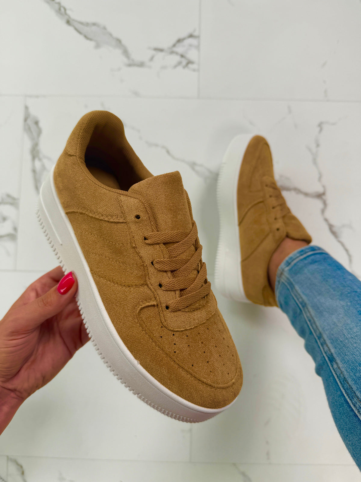 Platform Suedine Khaki Sneakers