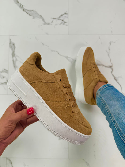 Platform Suedine Khaki Sneakers