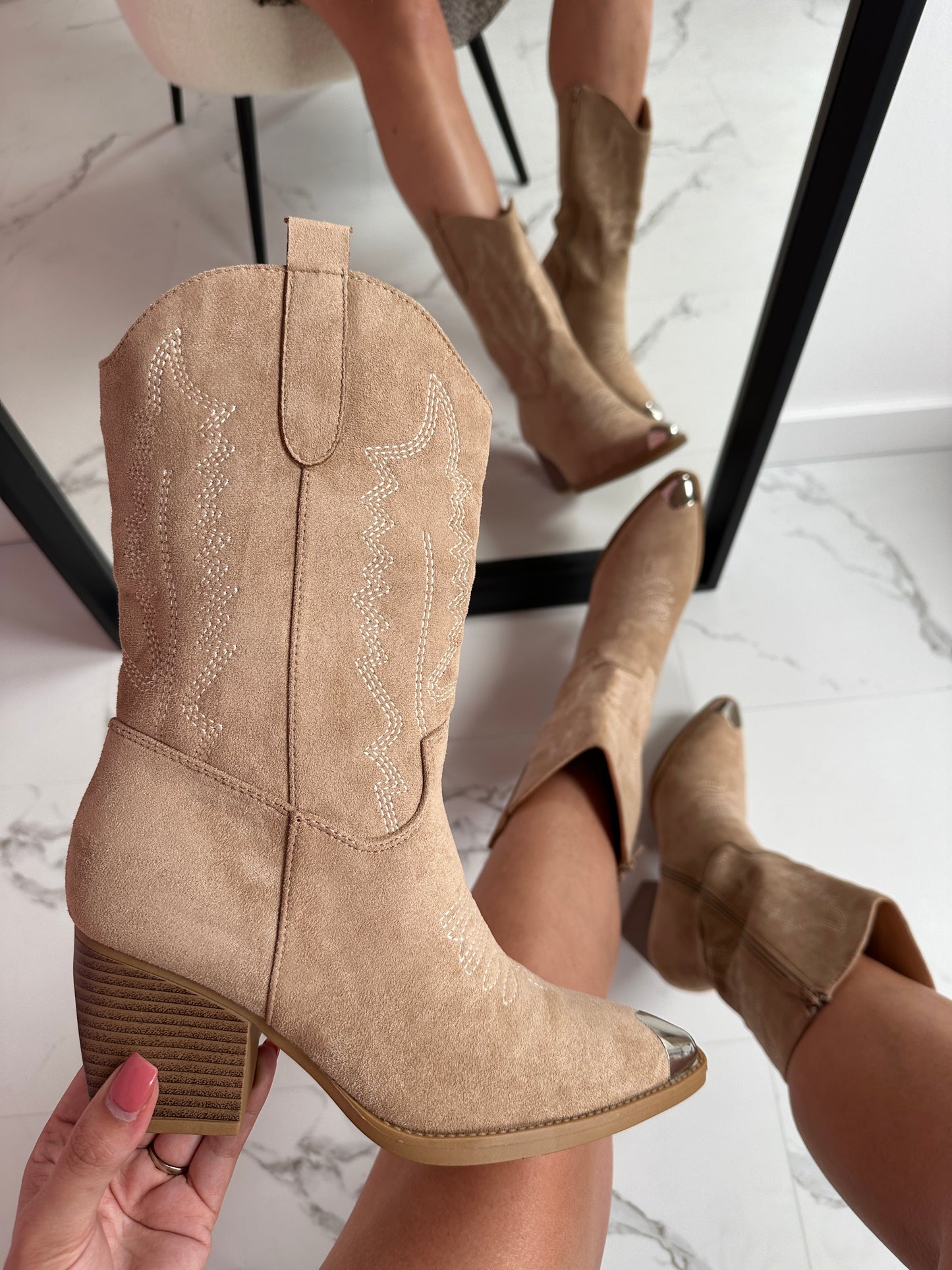 Roan Khaki Cowboy Boots