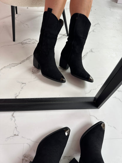 Roan Schwarze Cowboy Boots