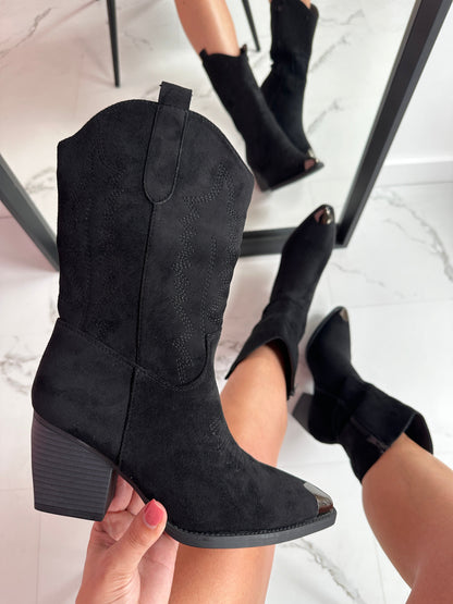 Roan Schwarze Cowboy Boots