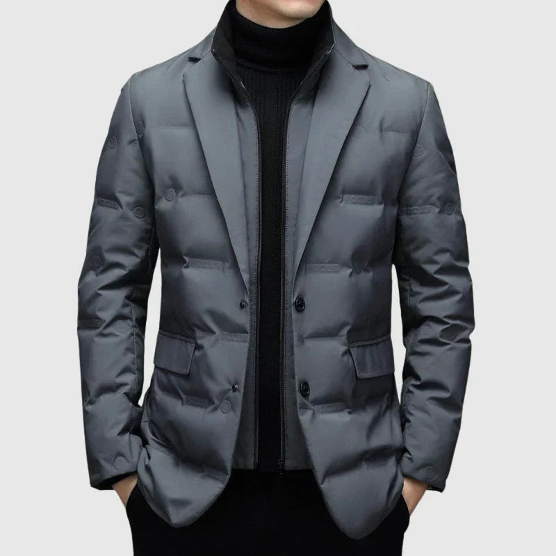 Elegante Herren Steppjacke in Dunkelgrau, modernes Sakko-Design, L'Essenziale Piumino Jacket