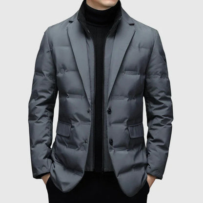 Elegante Herren Steppjacke in Dunkelgrau, modernes Sakko-Design, L'Essenziale Piumino Jacket