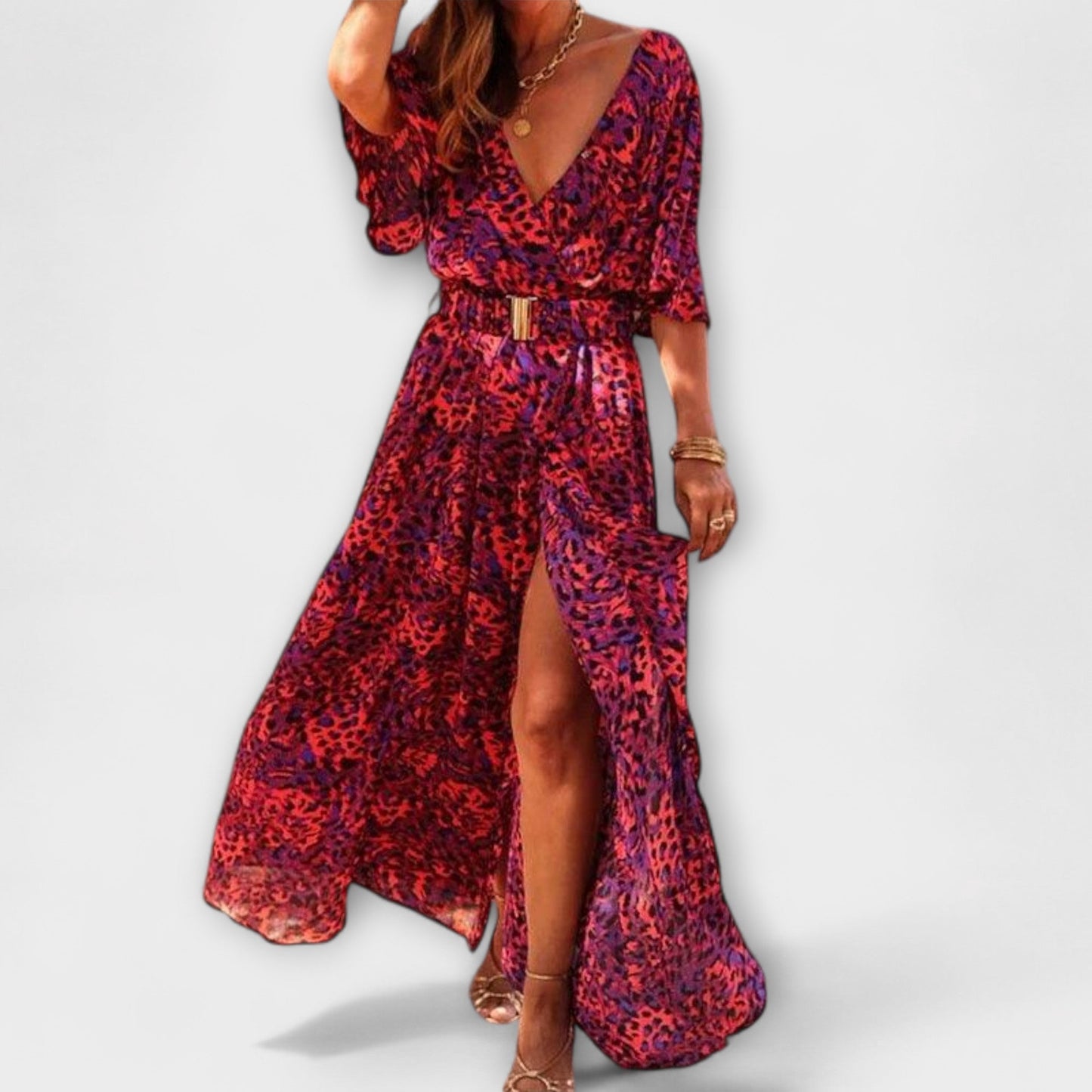Sabine - Stilvolles Wickel-Maxikleid mit fliessendem Design