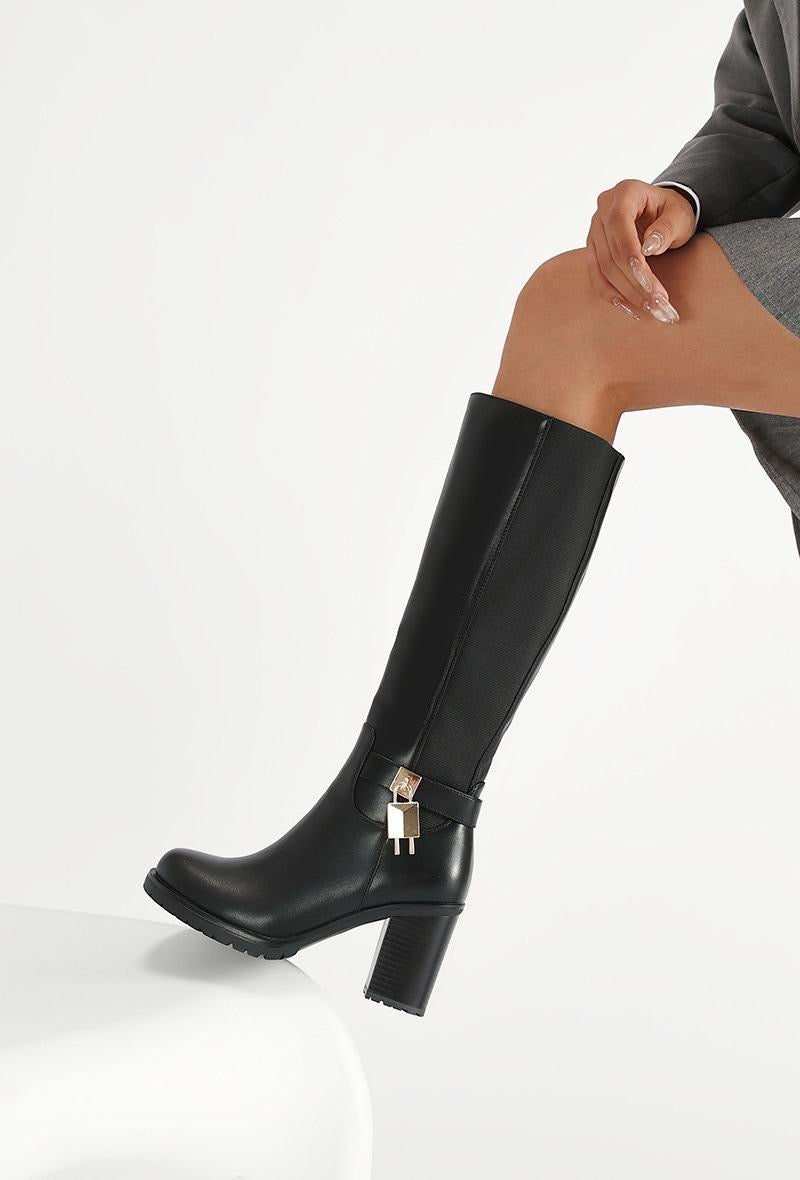 Lock Stiefel mit Absatz Schwarz