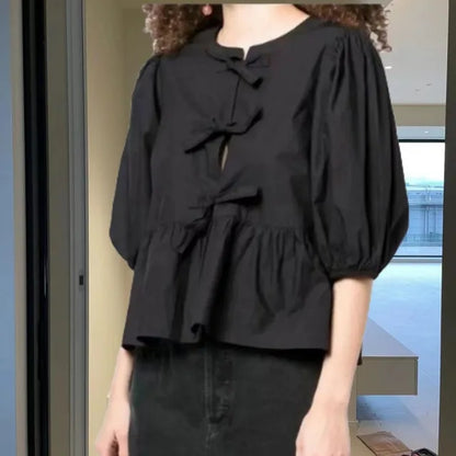 Rose | Trendige Bluse mit Leopardenmuster und Puffärmeln