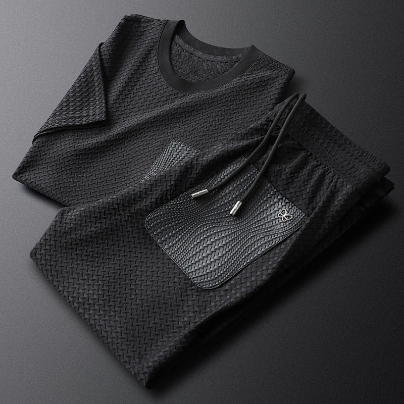 Jacquard Lounge-Set – Texturiertes Herren-Freizeitset mit Raffinesse