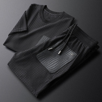 Jacquard Lounge-Set – Texturiertes Herren-Freizeitset mit Raffinesse