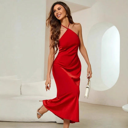Friday - Satin Slip Sexy Abend Lang Kleid