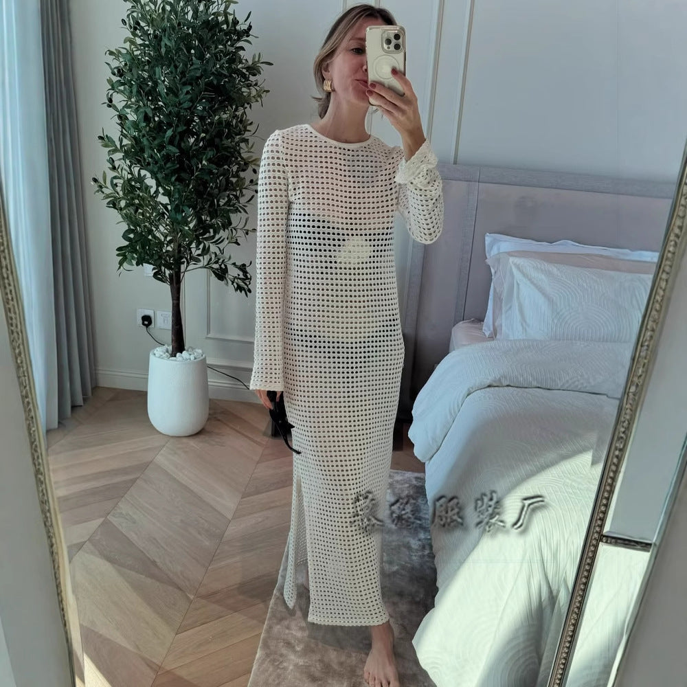 Rhea - Hollow Bikini Cover-Up Lange Rock Kleid