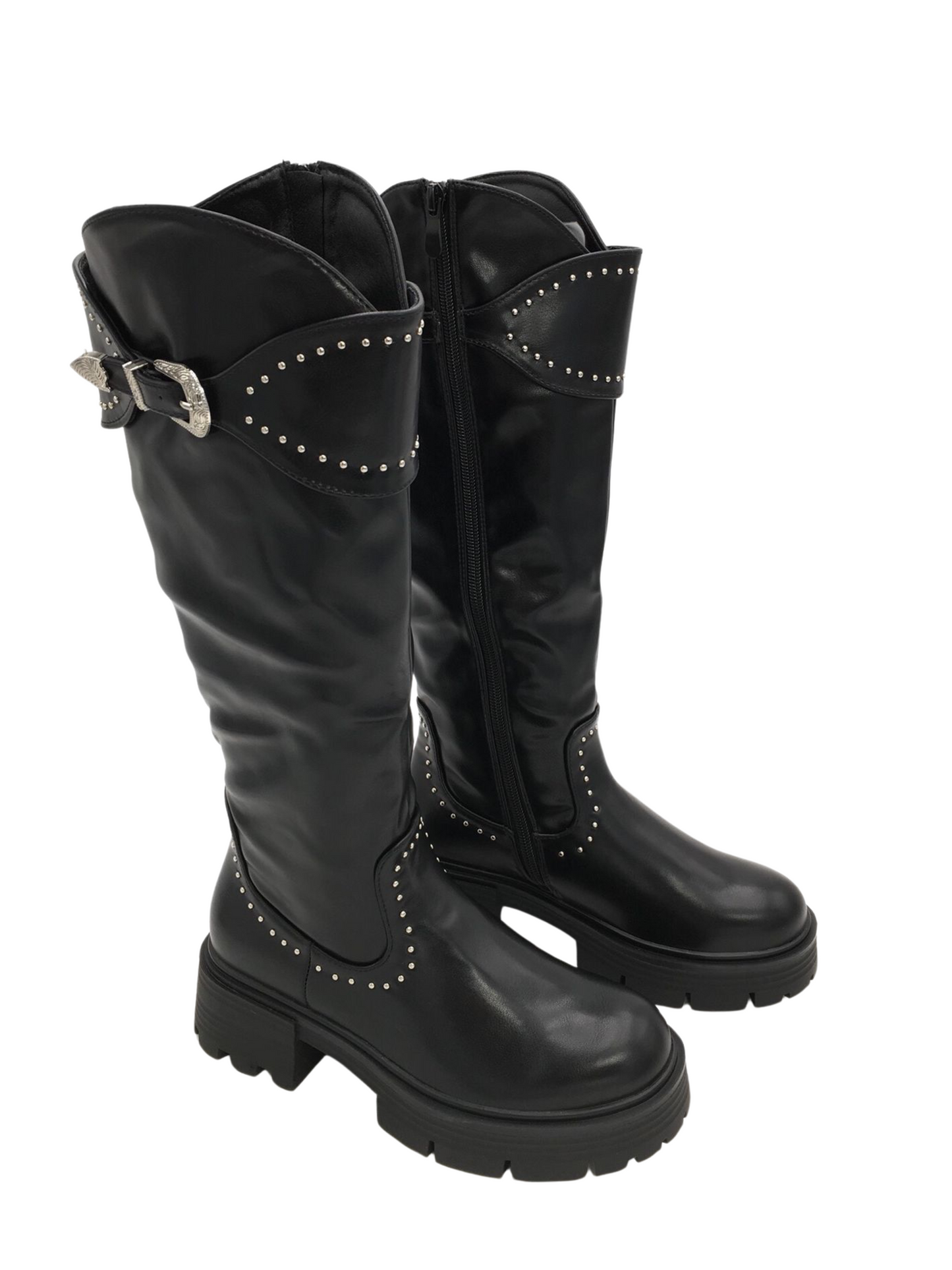 Stud Gesp Schwarz Stiefel