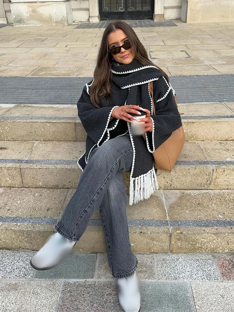 POZIE | Bohème-Mantel mit Schal