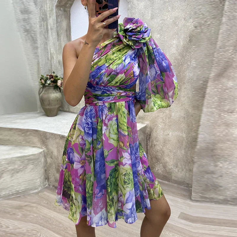 Kolbrun - Sexy Off-Shoulder Kleid mit Blumendruck