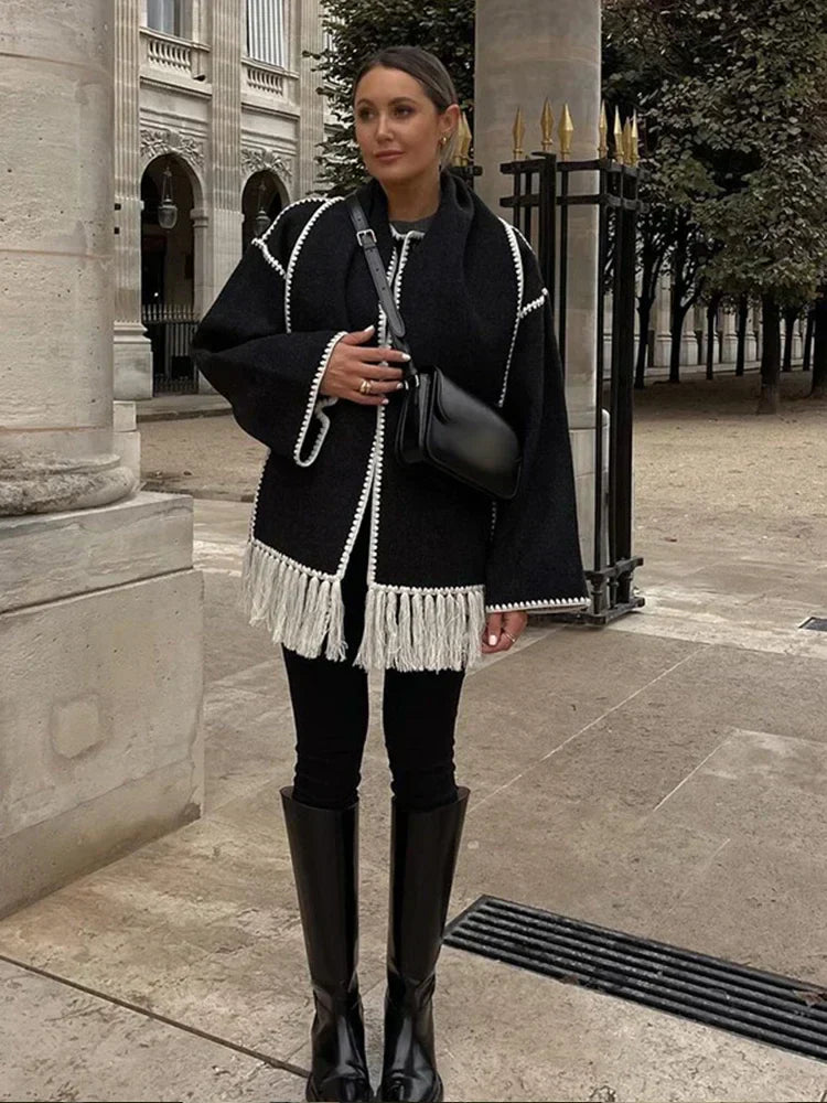 POZIE | Bohème-Mantel mit Schal