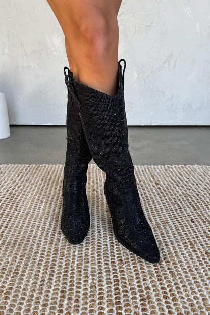 Elegant Glitter Schwarz Stiefel