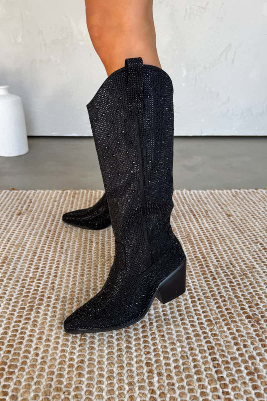 Elegant Glitter Schwarz Stiefel