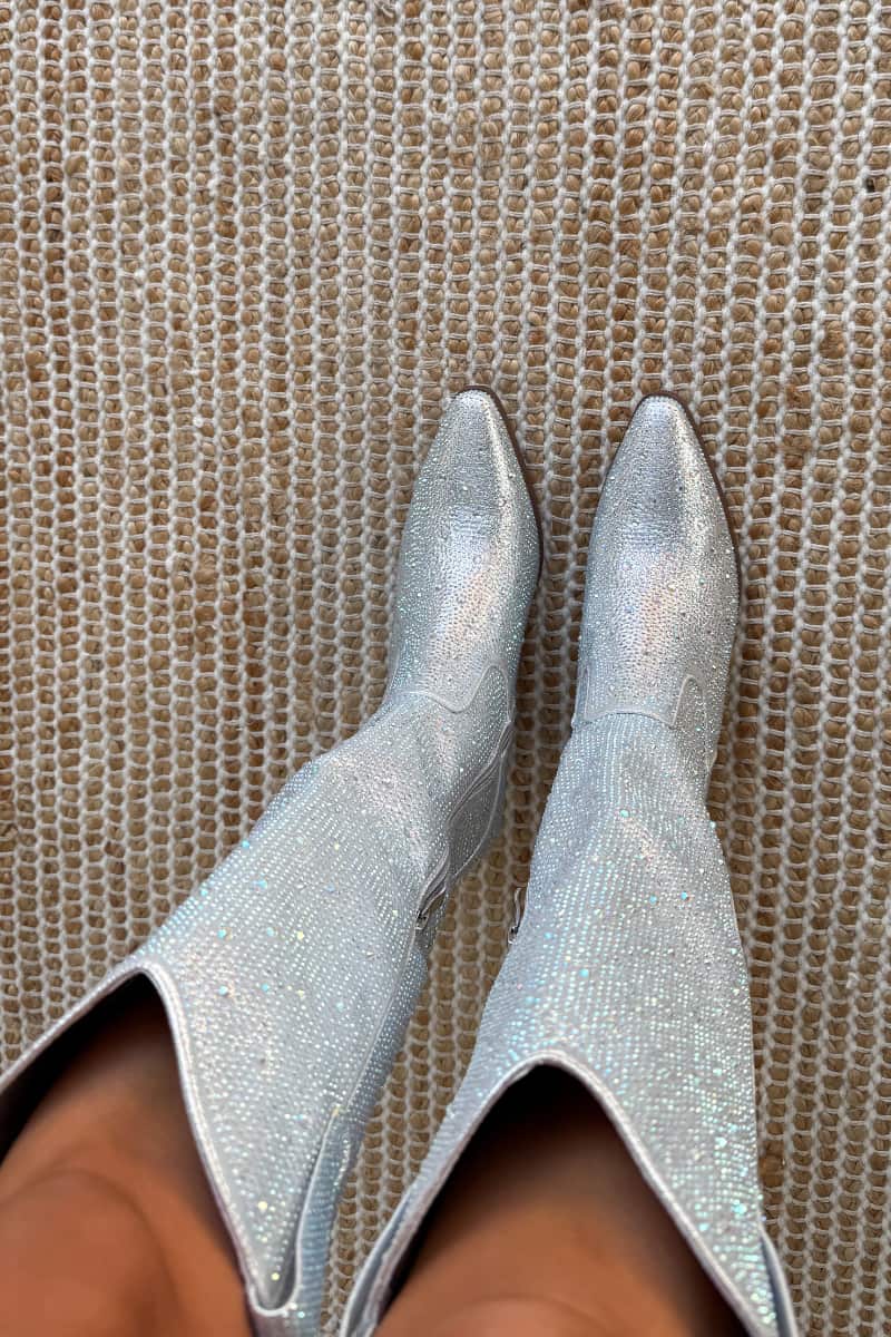 Elegant Glitter Silber Stiefel