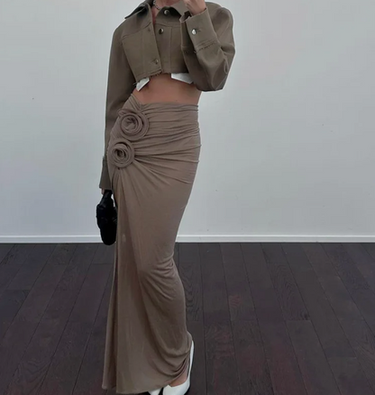 Selena - Maxirock mit hohem Schlitz und Ringakzenten