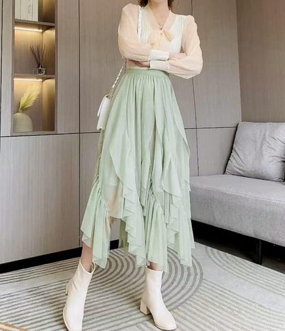 Auora - Ruffled Midi Skirt